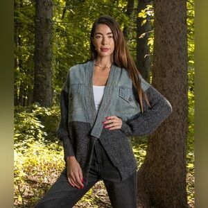 SAACHI Denim Knit Topper Jacket